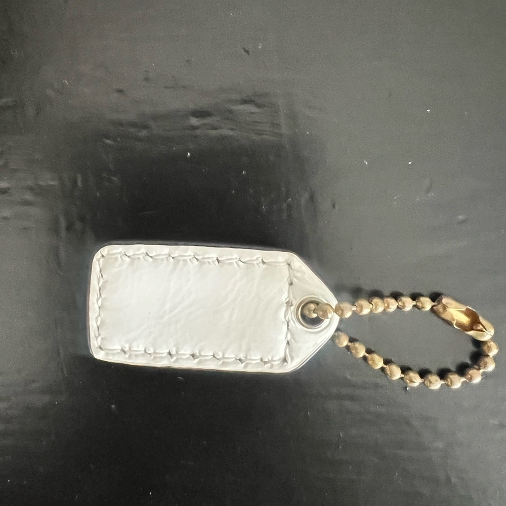 Coach Mini White Leather HangTag Keychain - Picture 2 of 3